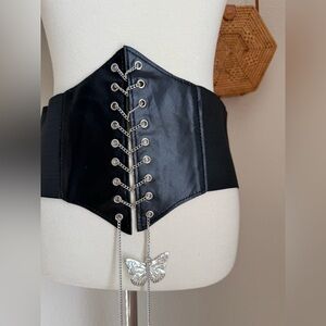 Black Butterfly Thick Wide Corset Belt